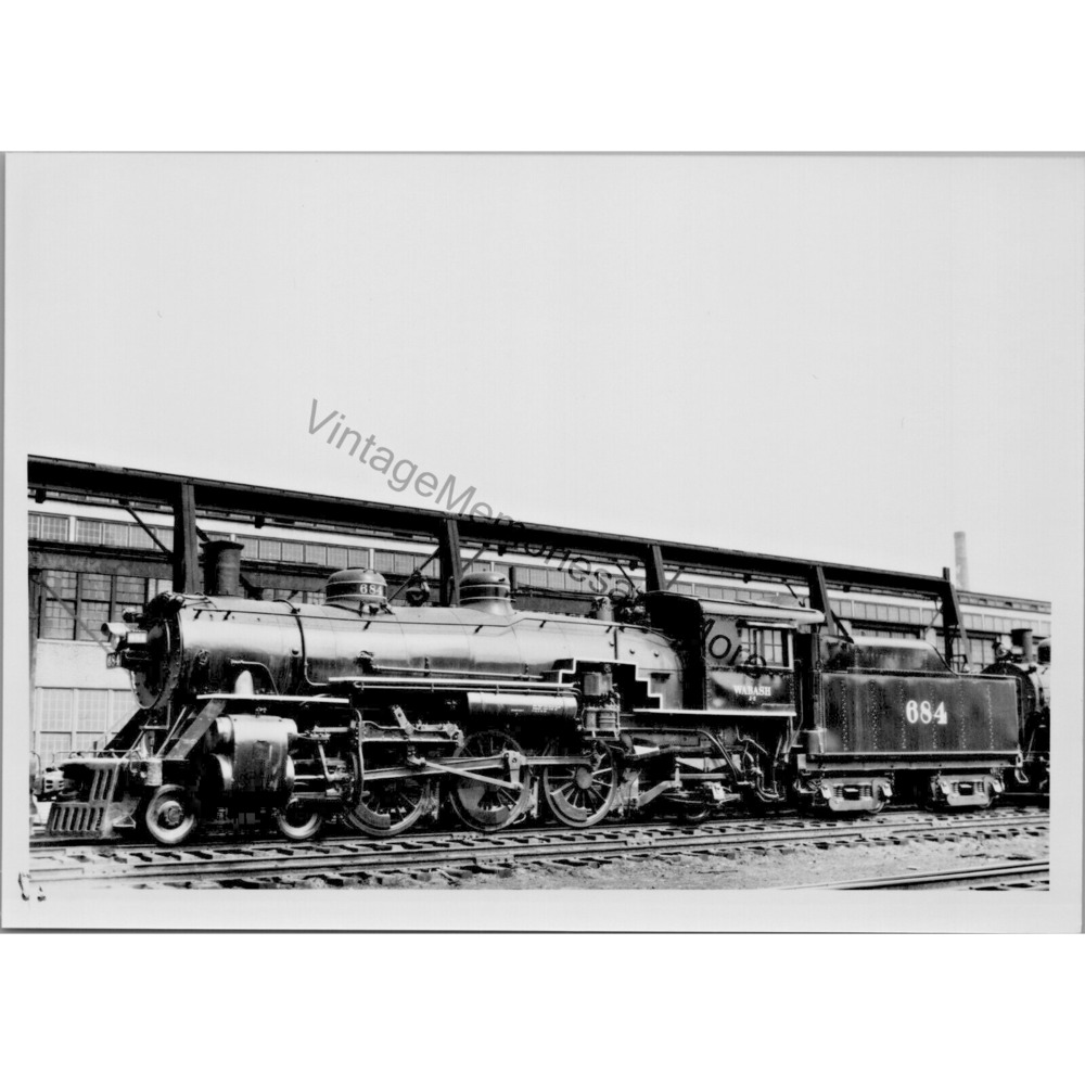 Vintage Wabash 684 Steam Locomotive 5"X7" Real Photo T2-68